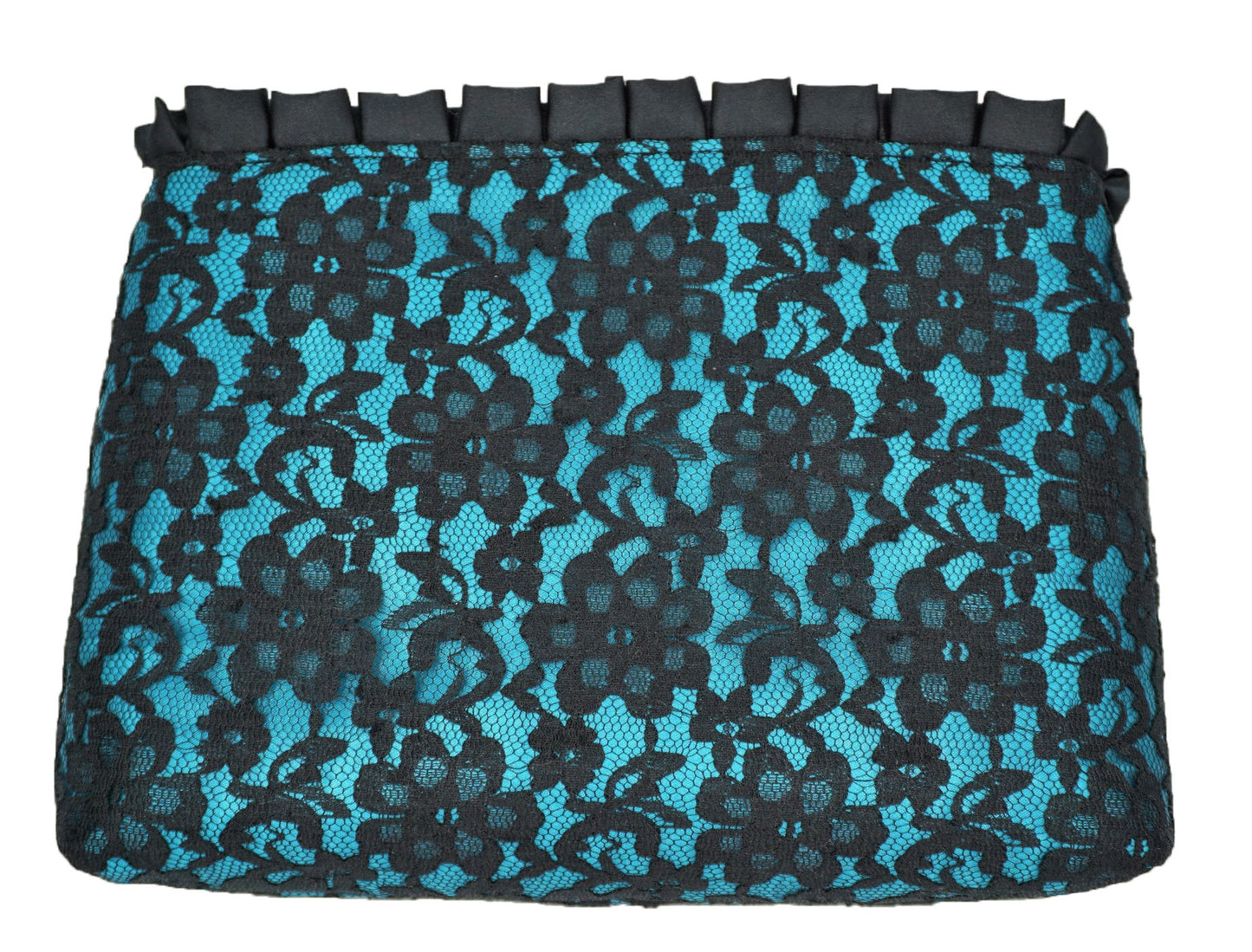 Teal Lace Cosmetic Bag w/ Ruffle