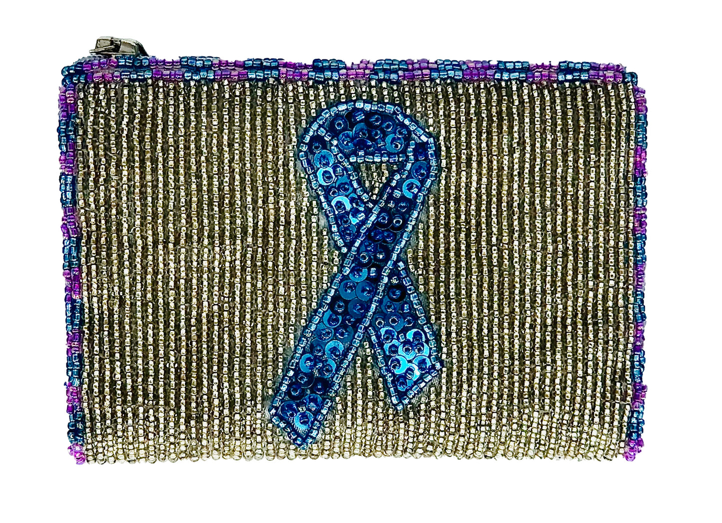 Ovarian Cancer Blue Ribbon Coin Purse