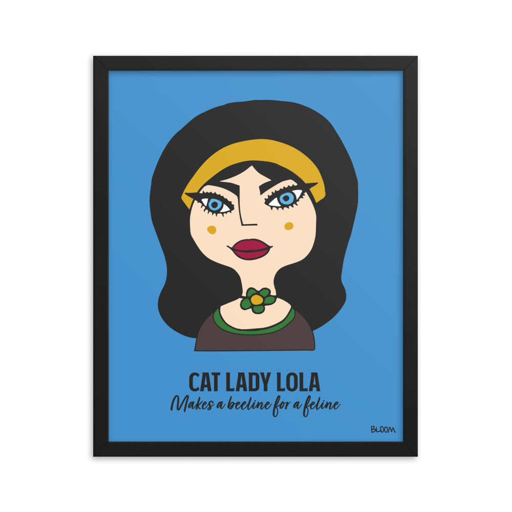 Cat Lady Lola Framed Art