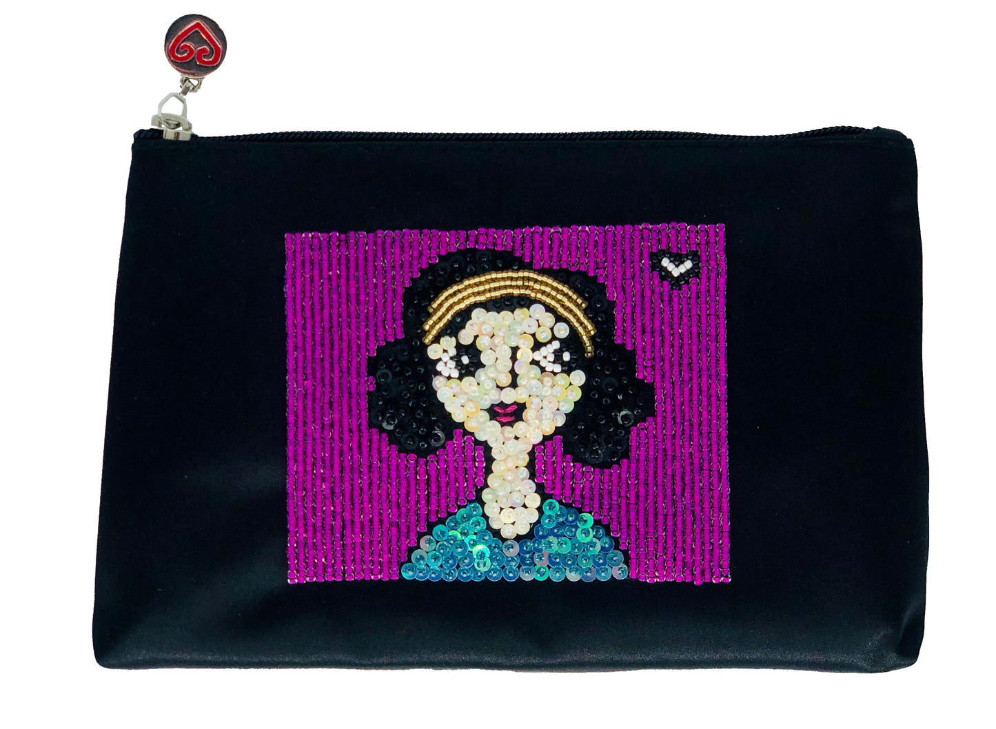 Jennifer Satin Black Cosmetic Bag