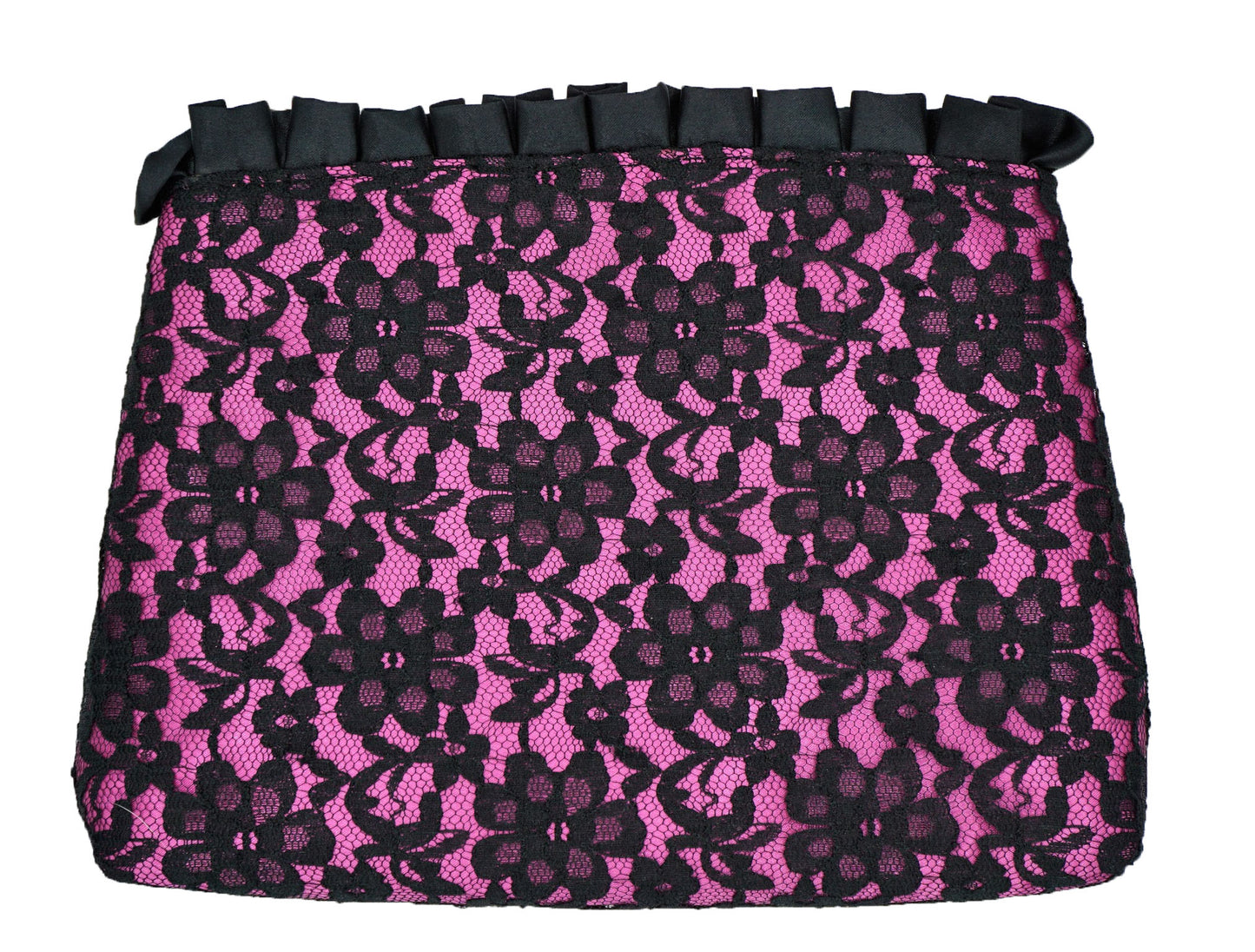 Pink Lace Cosmetic Bag w/ Ruffle
