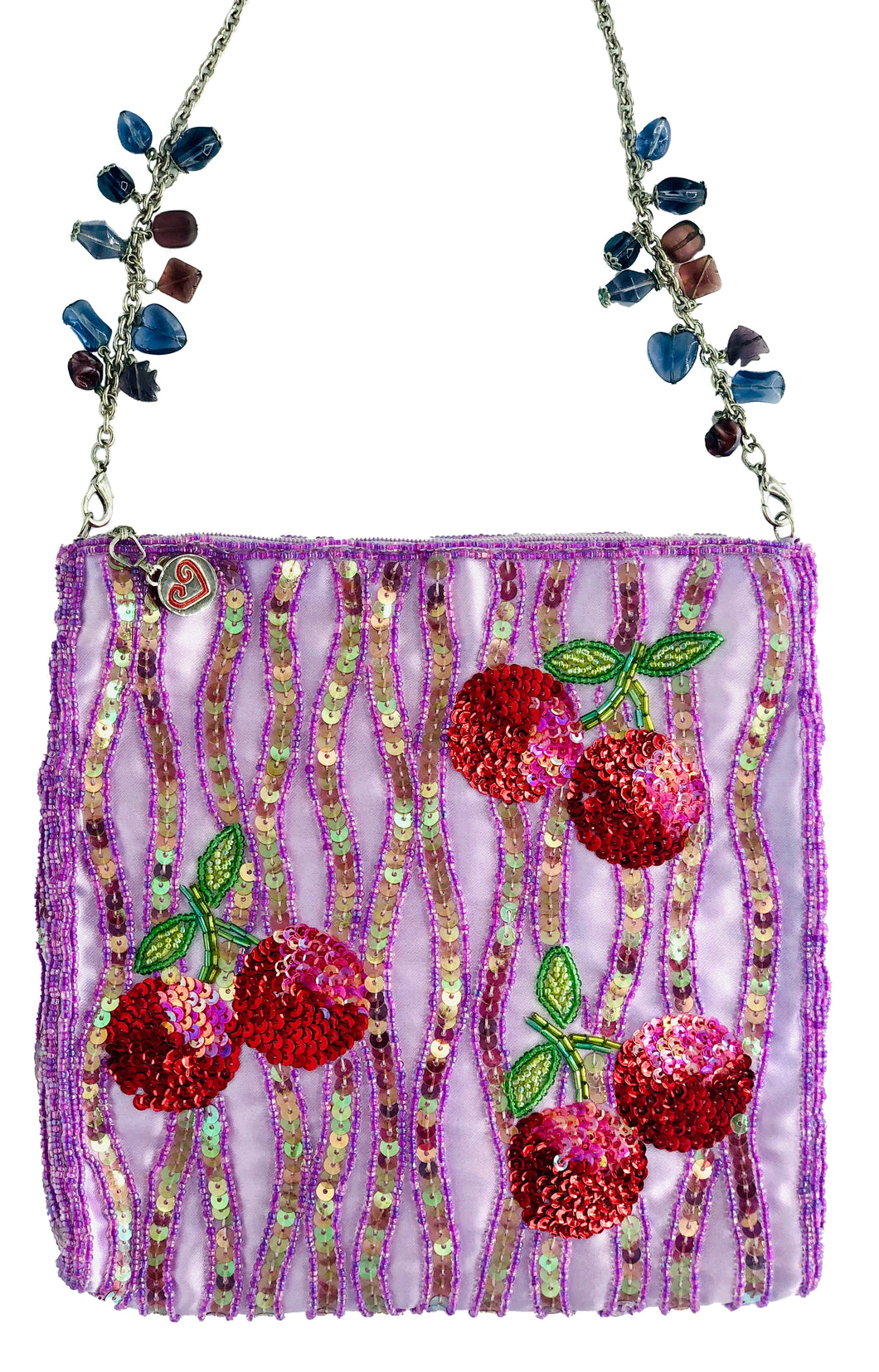 Cherry Sequin Handbag w/ Jewel Strap