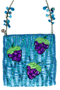 Grape Sequin Handbag w/ Jewel Strap