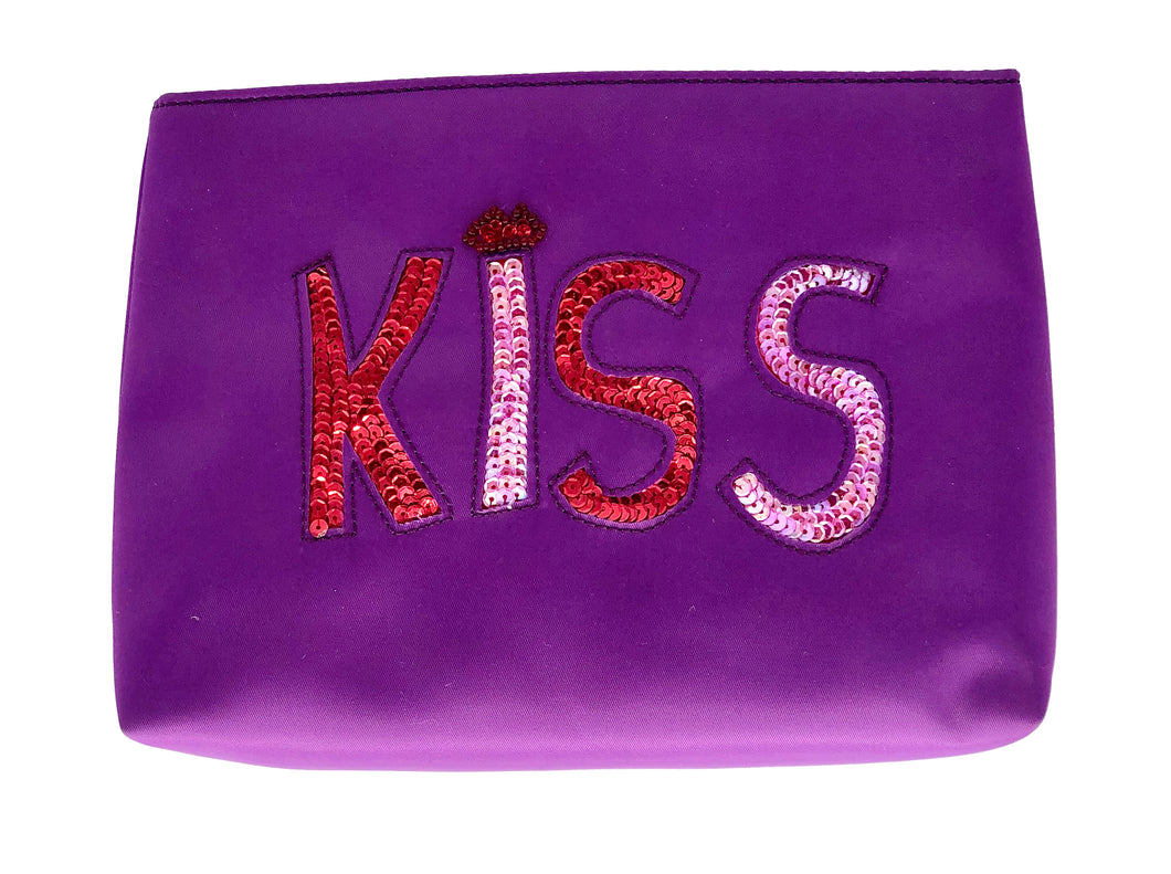 Satin KISS Purple Cosmetic Bag