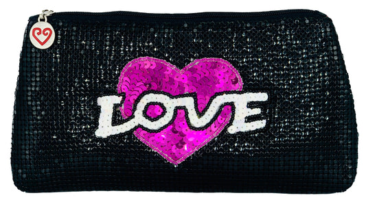 Black Mesh Love Large Pouch